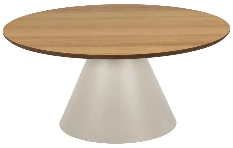 Măsuță de cafea crem/în culoare naturală rotundă cu blat cu aspect de lemn de stejar ø 85 cm Soli – Actona