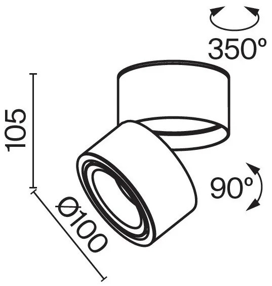 Spot LED aplicat directionabil dimabil design tehnic Yin alb, 4000K
