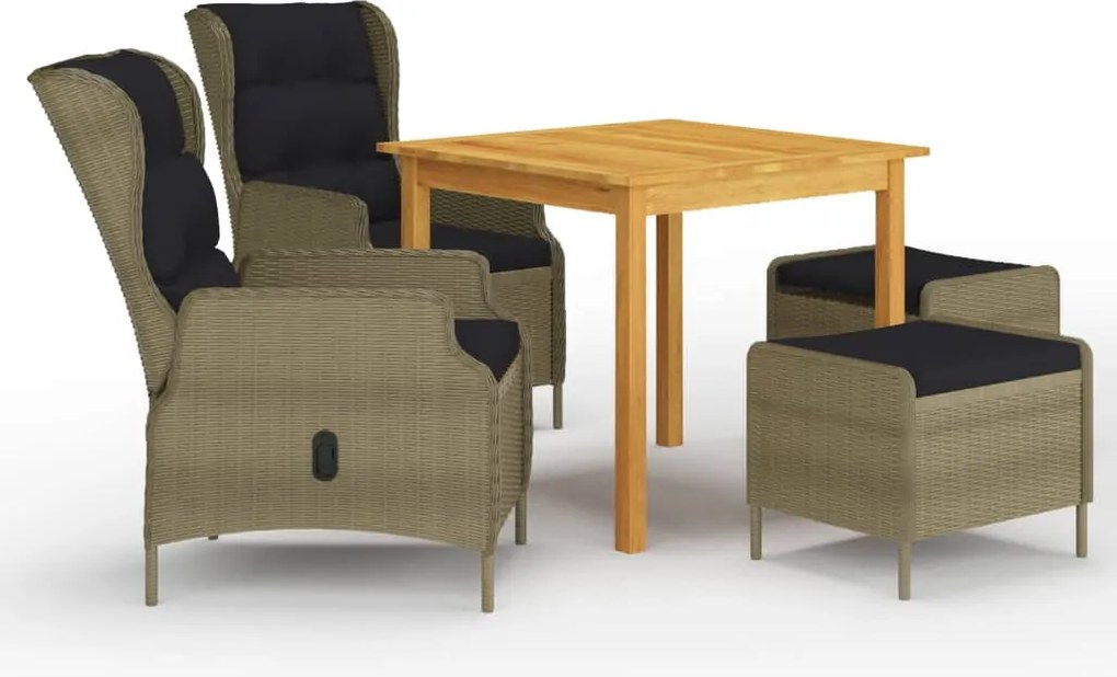 vidaXL Set mobilier de grădină, 5 piese, maro