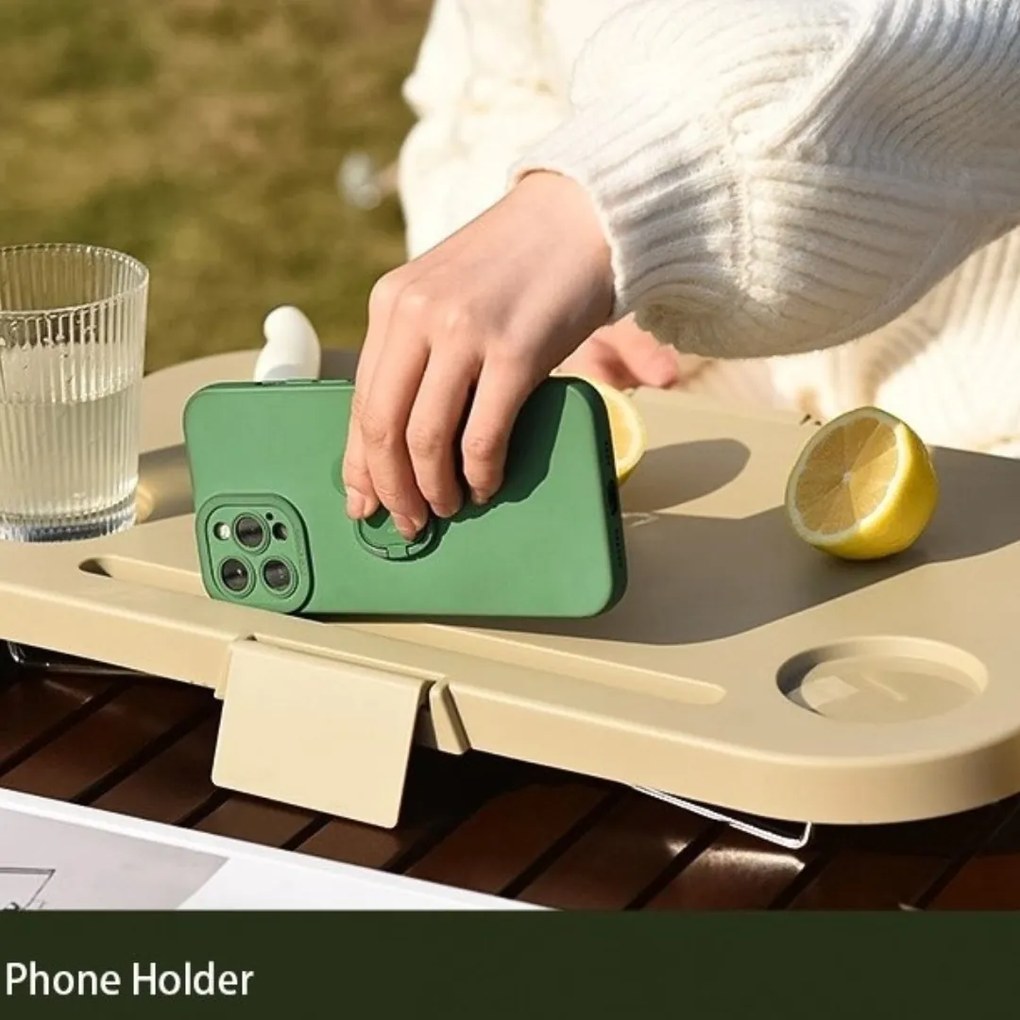 Coș de picnic, pliabil, 3 în 1, bej, masă portabilă, recipient și cutie multifuncțională, 15L, KP03K, eCarla