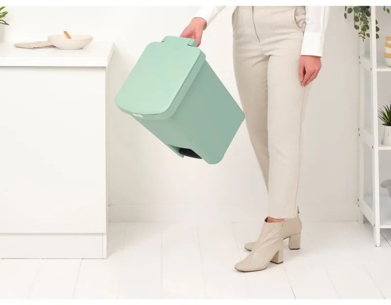 Coș cu pedală Brabantia StepUp 1008484, 25 L, Materiale ecologice, Deschidere mare, Verde deschis