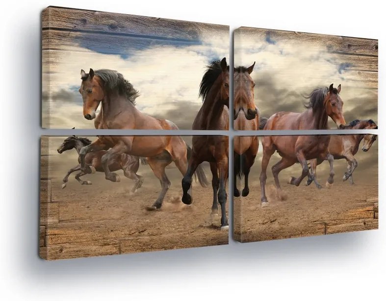 GLIX Tablou - Wild Horses 4 x 60x40 cm