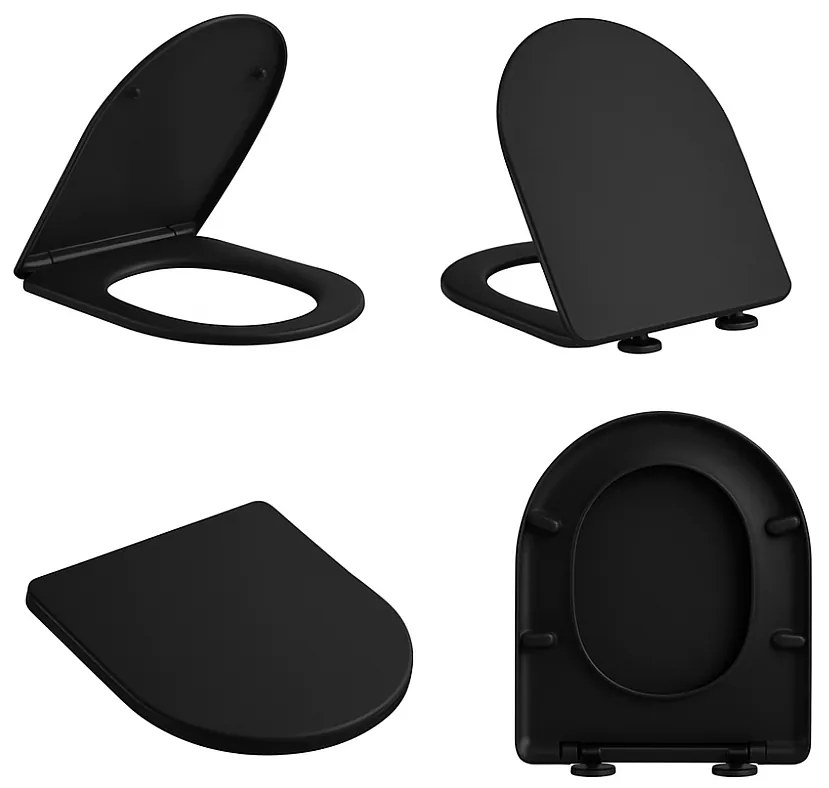 Capac wc soft close si demontare rapida negru mat Foglia Oslo Negru