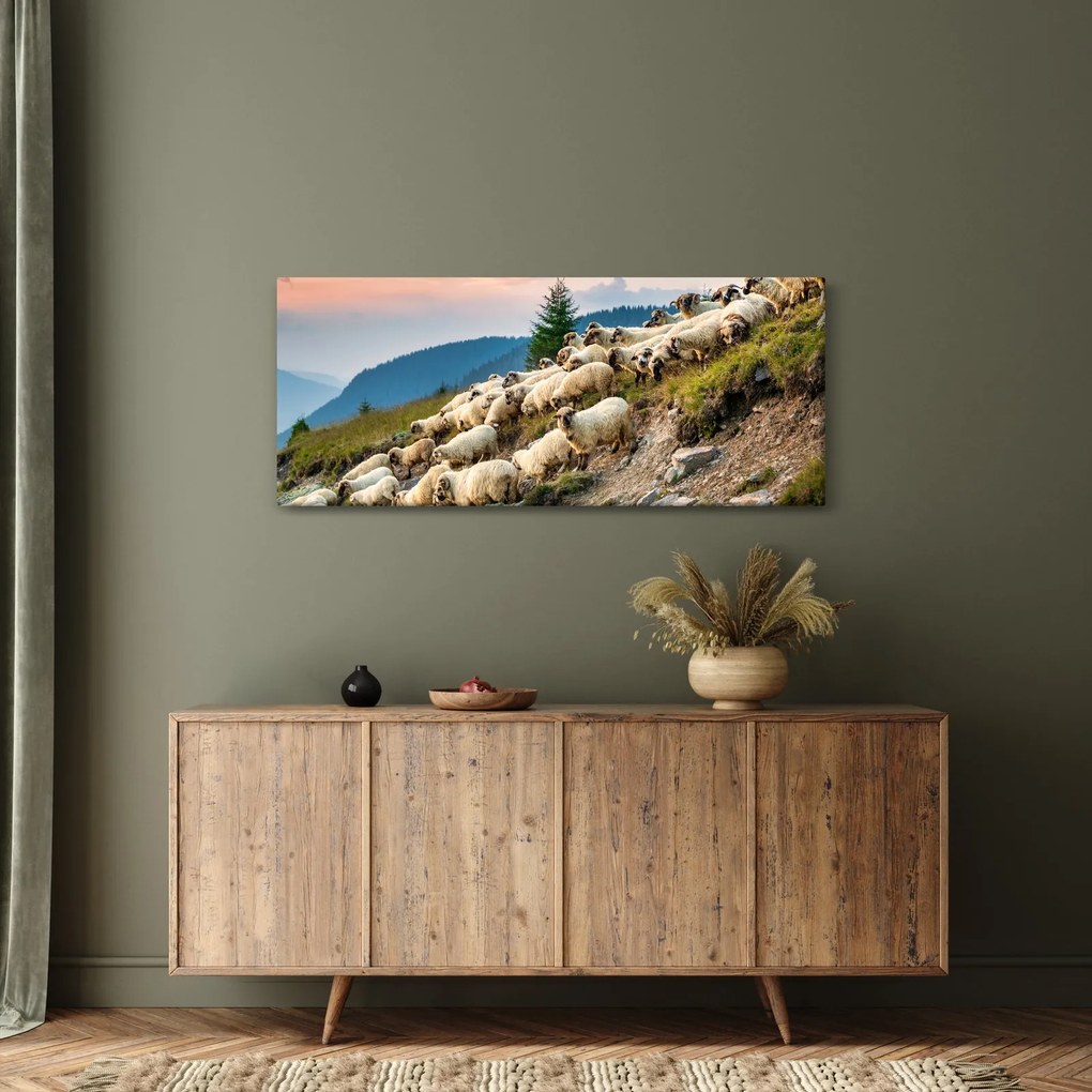 Tablou - O turmă de oi (120x50 cm)