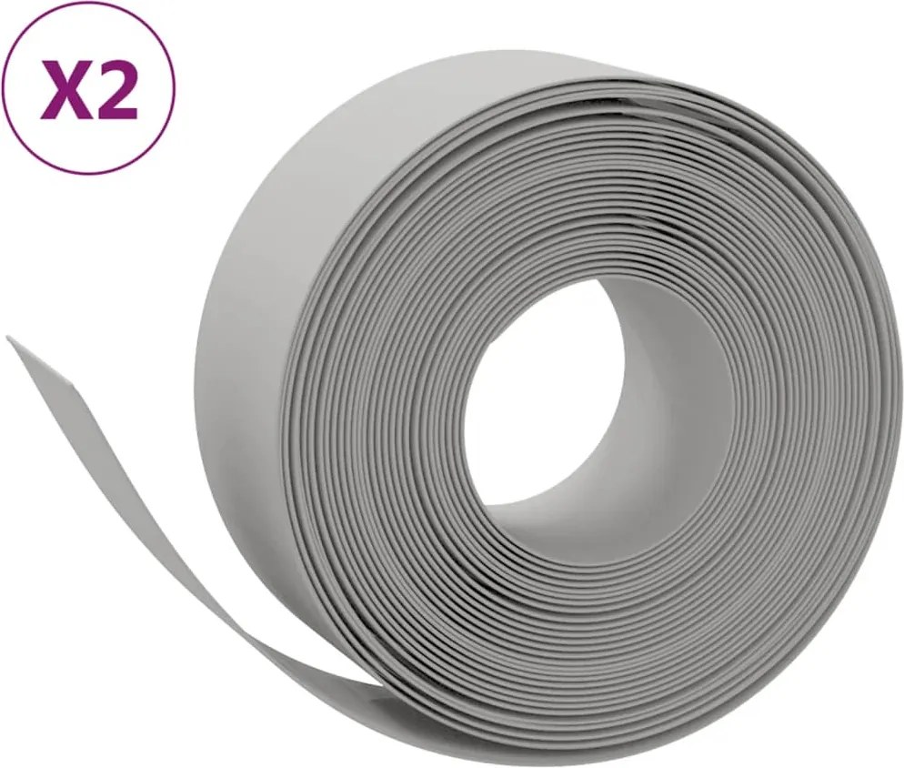 vidaXL Borduri de grădină, 2 buc, gri, 10 m 20 cm, polietilenă