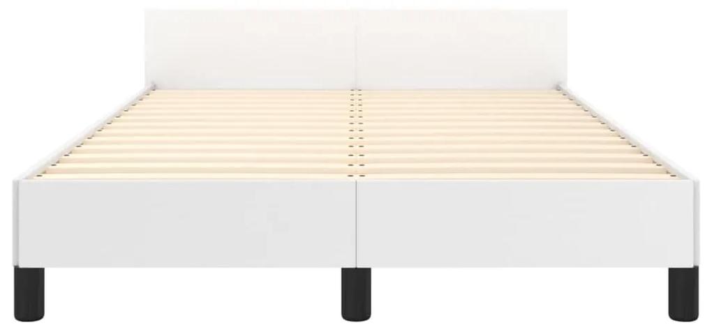 Cadru de pat cu tablie, alb, 120x200 cm, piele ecologica Alb, 120 x 200 cm, Design simplu