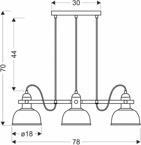 Lustră pe cablu RENO 3xE27/40W/230V neagră/maro