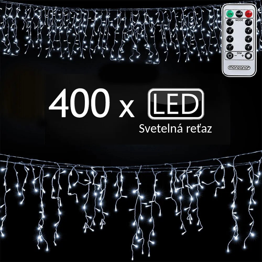 Monzana Șir luminos de Crăciun CECIL, 10m, alb rece