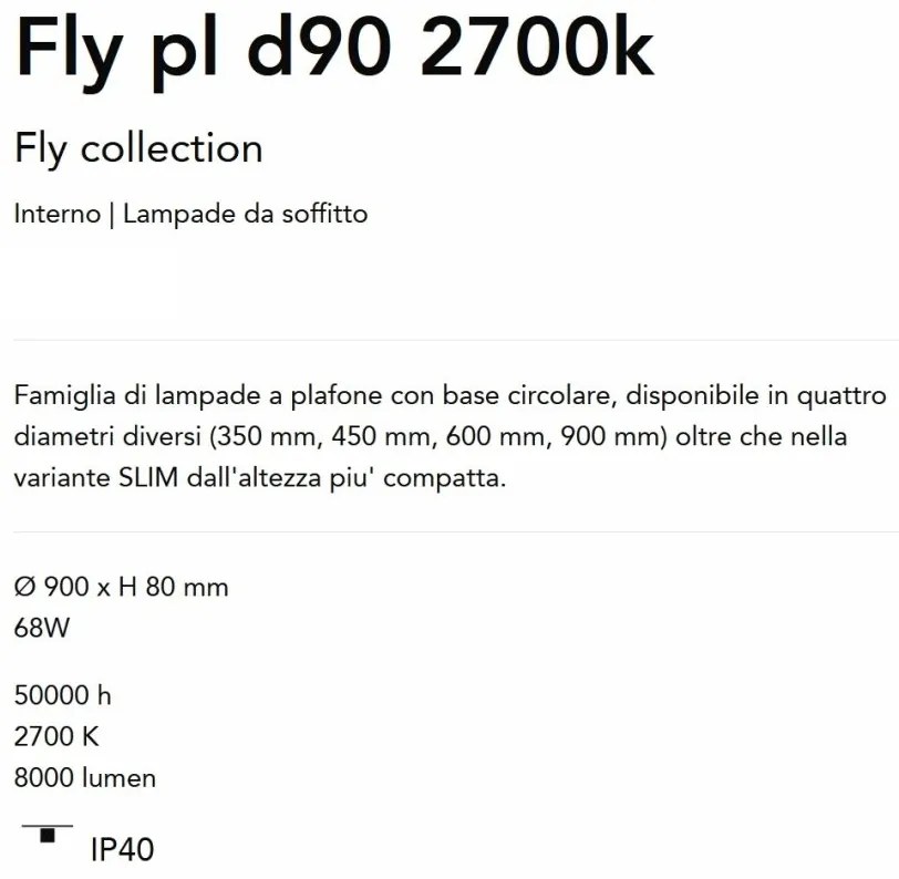 Plafoniera LED XXL moderna Fly pl d90 2700k alba