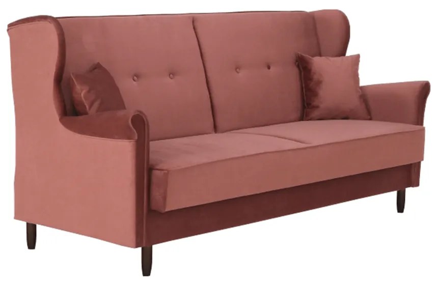 Canapea extensibilă, material textil roz antichizat, COLUMBUS