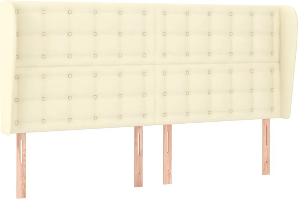 vidaXL Tăblie de pat cu aripioare, crem, 183x23x118/128 cm, piele eco