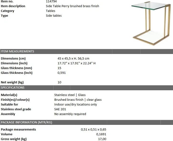 Masuta laterala design LUX Perry alama periata 114794 HZ