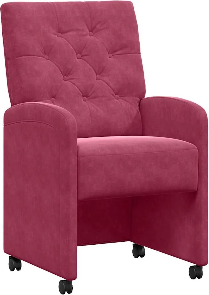 vidaXL Scaune de dining cu roți 2 pcs bordo 58 x 67 x 97 cm Catifea