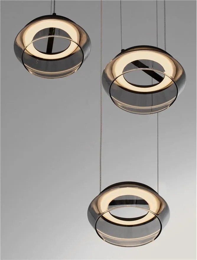 Lustra cu 3 pendule LED, Metal, Negru, Sticla, JAILYN