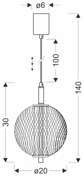 Lustră LED suspendată pe cablu PUMA, 10W, 230V, Ø20 cm, negru