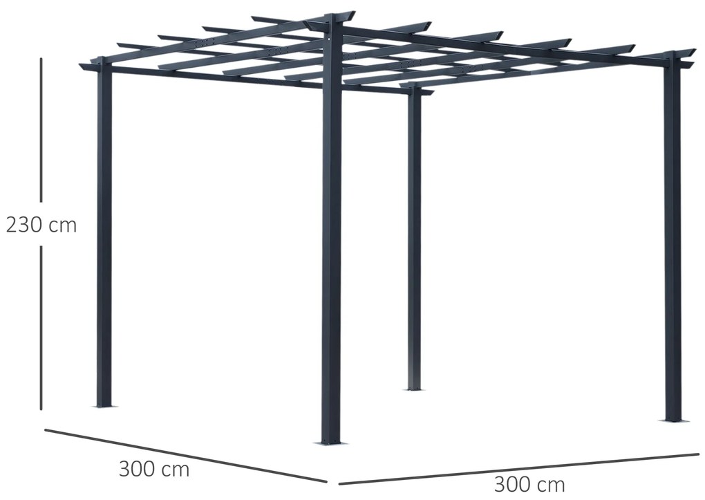 Outsunny Spalier de Gradina Schelet in Metal Negru 300 x 300 x 230 cm | Aosom Romania