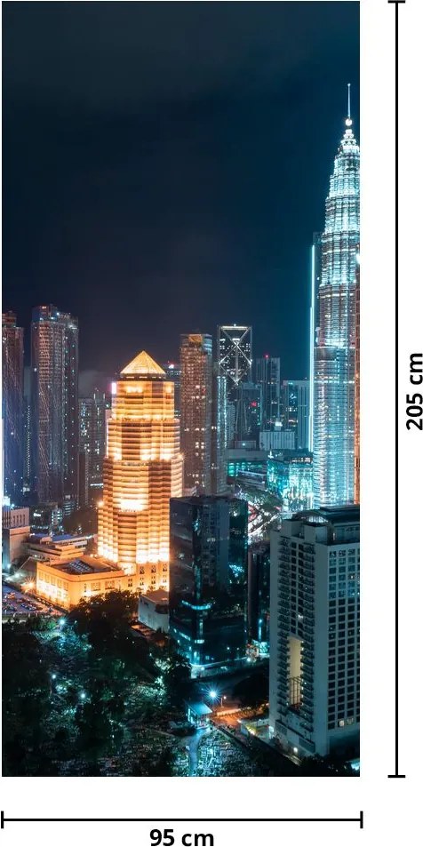 Fototapet pentru ușă - Noaptea în Kuala Lumpur (95x205cm)