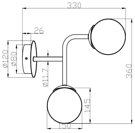 Aplica design deosebit Erich nickel, 2L MYMOD221-WL-02-N