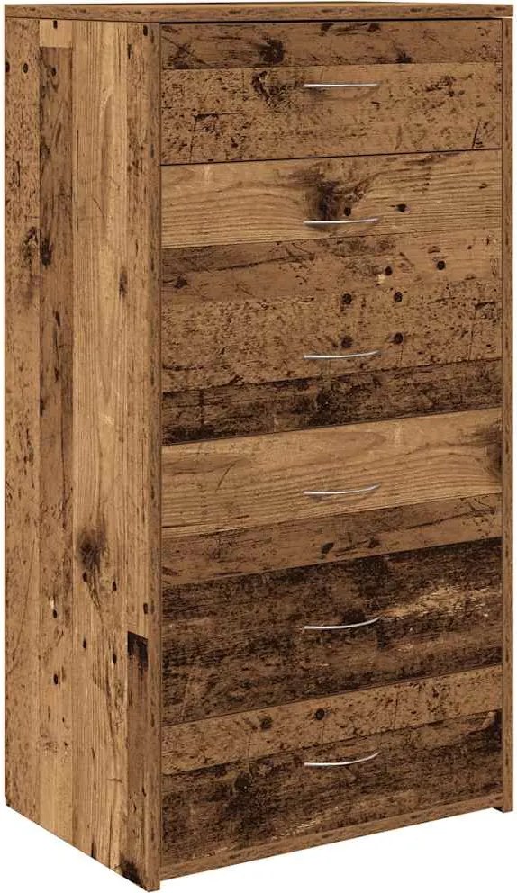 vidaXL Servantă cu 6 sertare, Lemn vechi, 50 x 34 x 96 cm, PAL