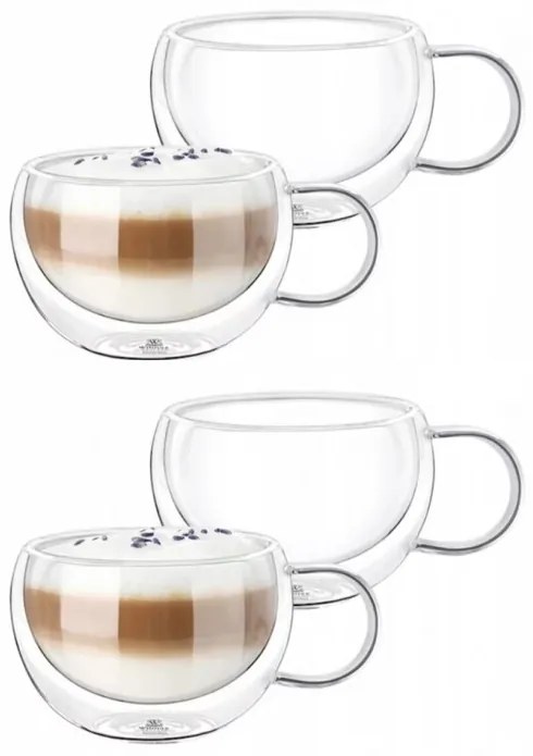 Set 4 cani Nastory, pereti dubli, sticla borosilicata, 300 ml