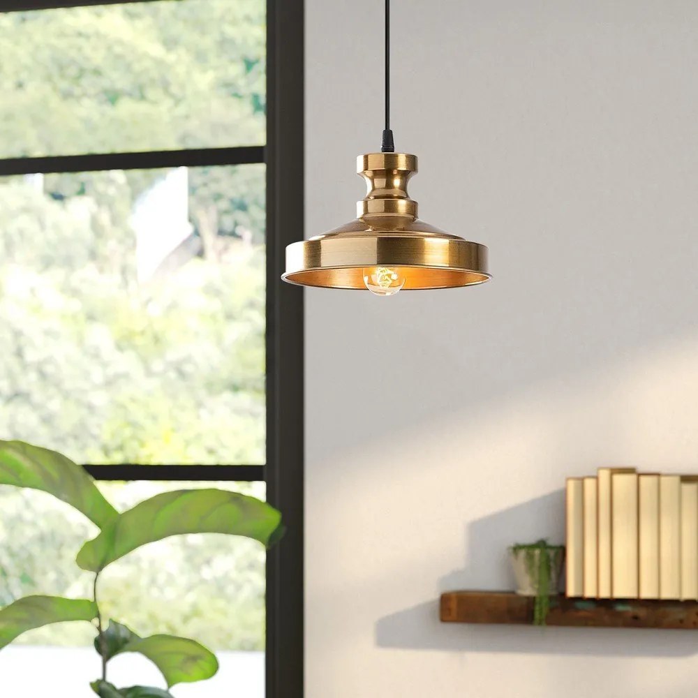 Lustră aurie cu abajur din metal ø 22 cm Berceste – Opviq lights