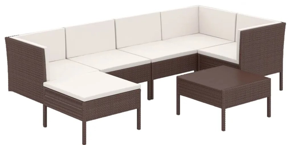 3094407 vidaXL Set mobilier de grădină cu perne, 7 piese, maro, poliratan