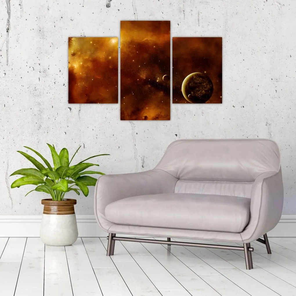 Tablou - Planete cu nebuloasă (90x60 cm)