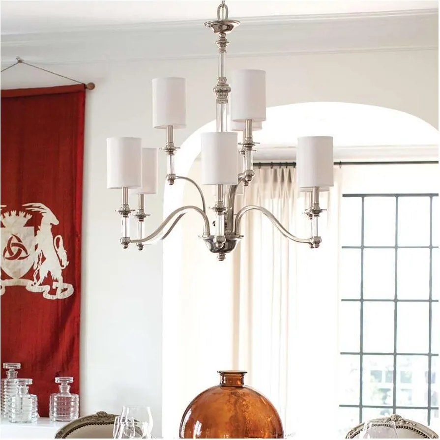 Hinkley HK-SUSSEX9 - Lustru suspendat cu lanț SUSSEX 9xE14/40W/230V, crom mat