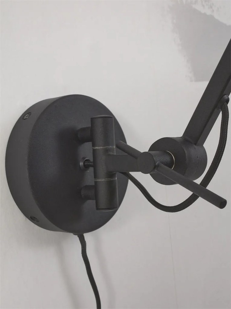 Aplica de perete din metal cu brat articulat Marseille negru