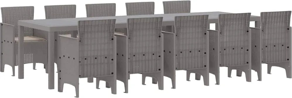 vidaXL Set de masă pentru grădină 11 pcs Gri deschis Rattan poli