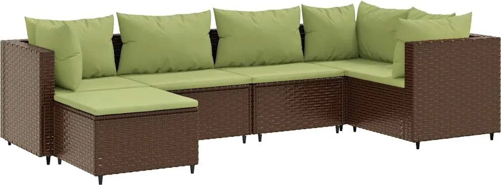 vidaXL Set mobilier de grădină cu perne, 6 piese, maro, poliratan