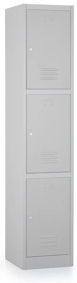 Dulap metalic - 3 cutii, 38 x 45 x 185 cm, broasca cilindrica, gri - ral 7035