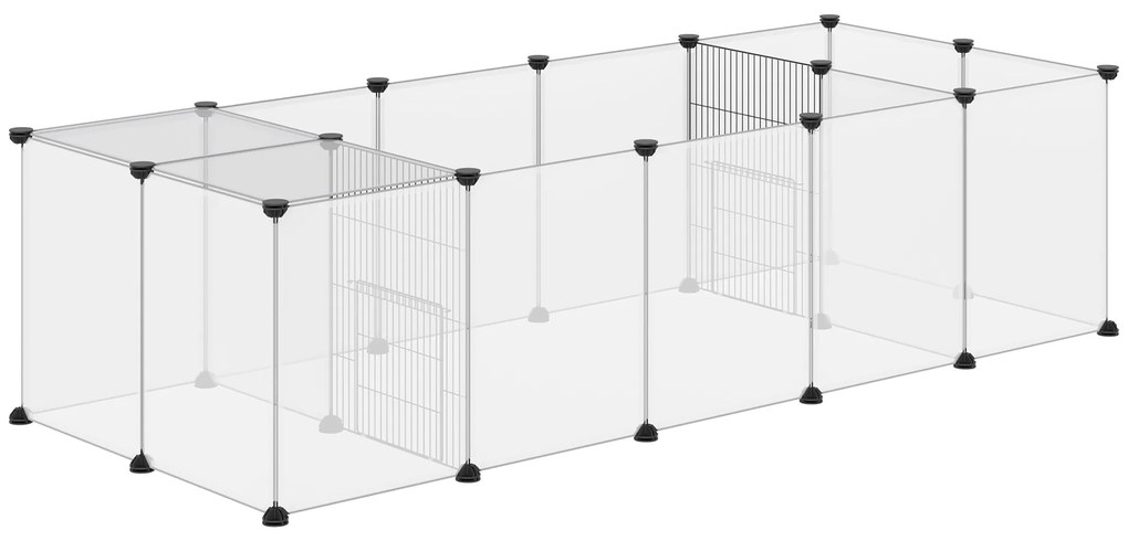 PawHut Țarc Modular pentru Animale de Talie Mică cu 20 de Panouri, 2 Uși și Accesorii, 175x70x45 cm, Negru | Aosom Romania