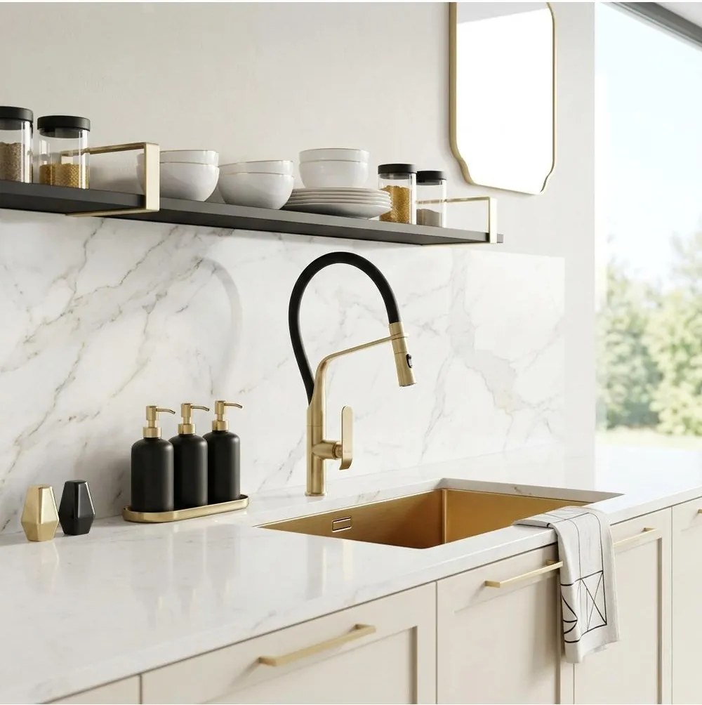 Baterie bucatarie Rea Castor auriu periat