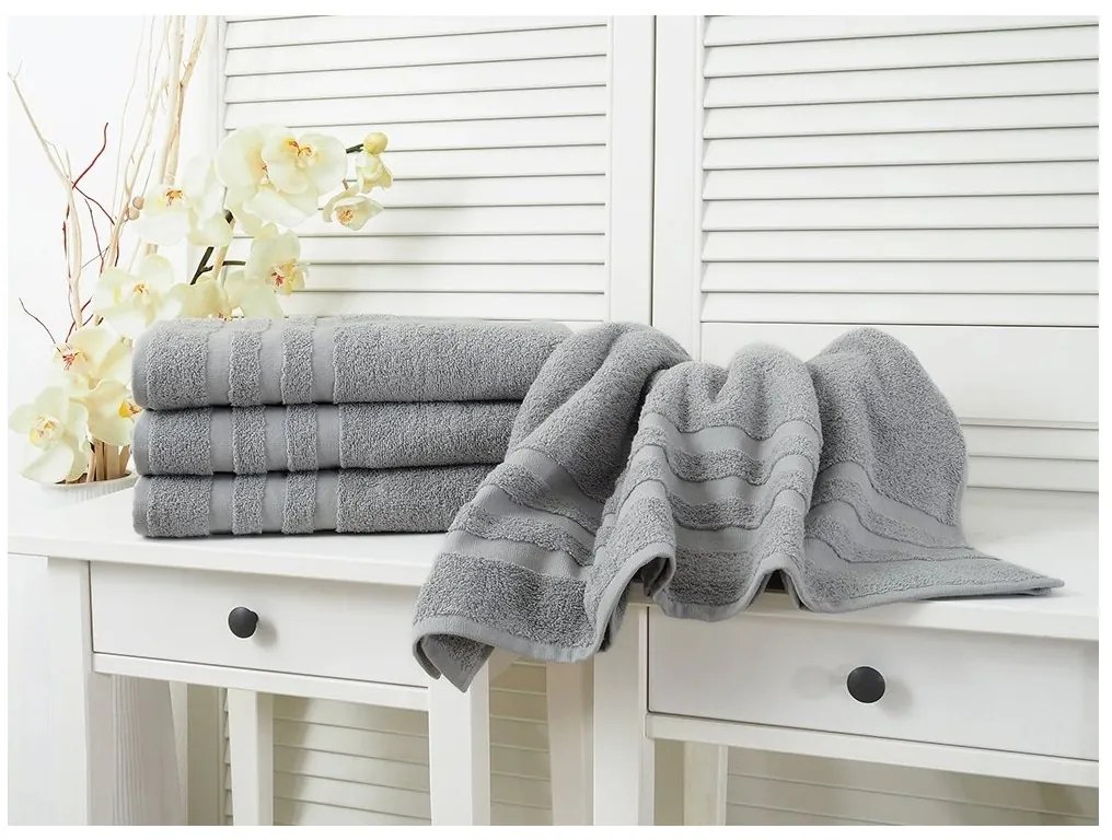 Prosop LINEA 50x100 cm gri inchis, 100% bumbac
