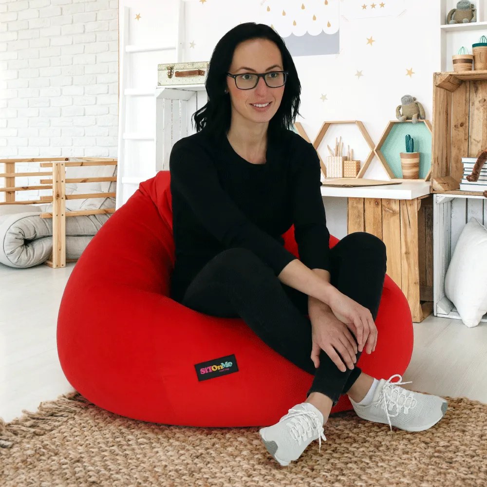 Fotoliu tip sac, material textil roşu, TRIKALO