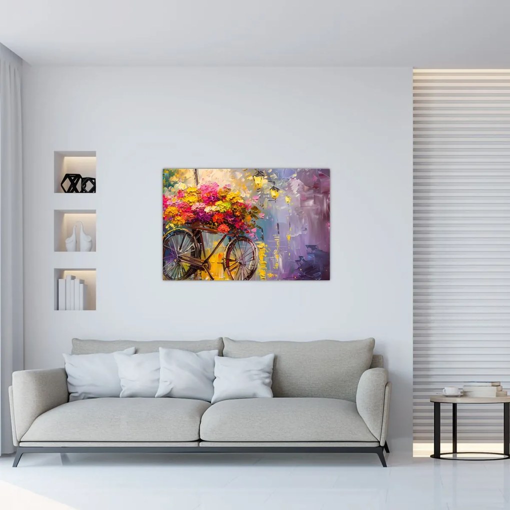 Tablou - Roată cu flori (90x60 cm)