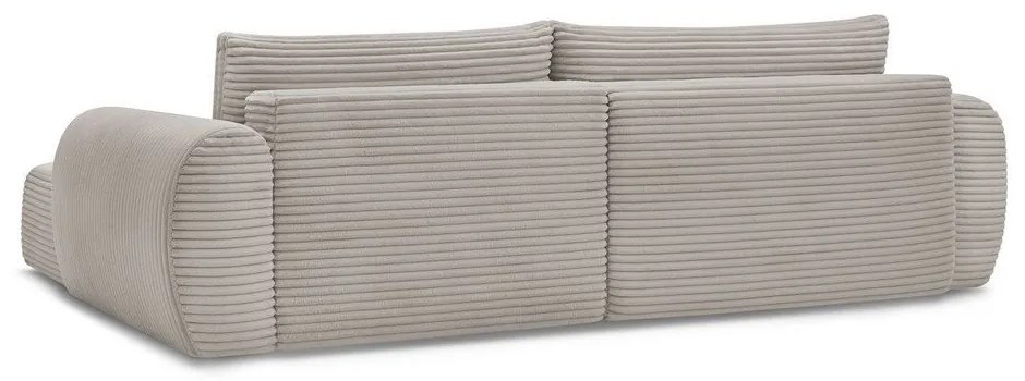 Colțar gri deschis/bej extensibil cu tapițerie din catifea reiată (cu colț pe partea dreaptă) Lucien – Bobochic Paris