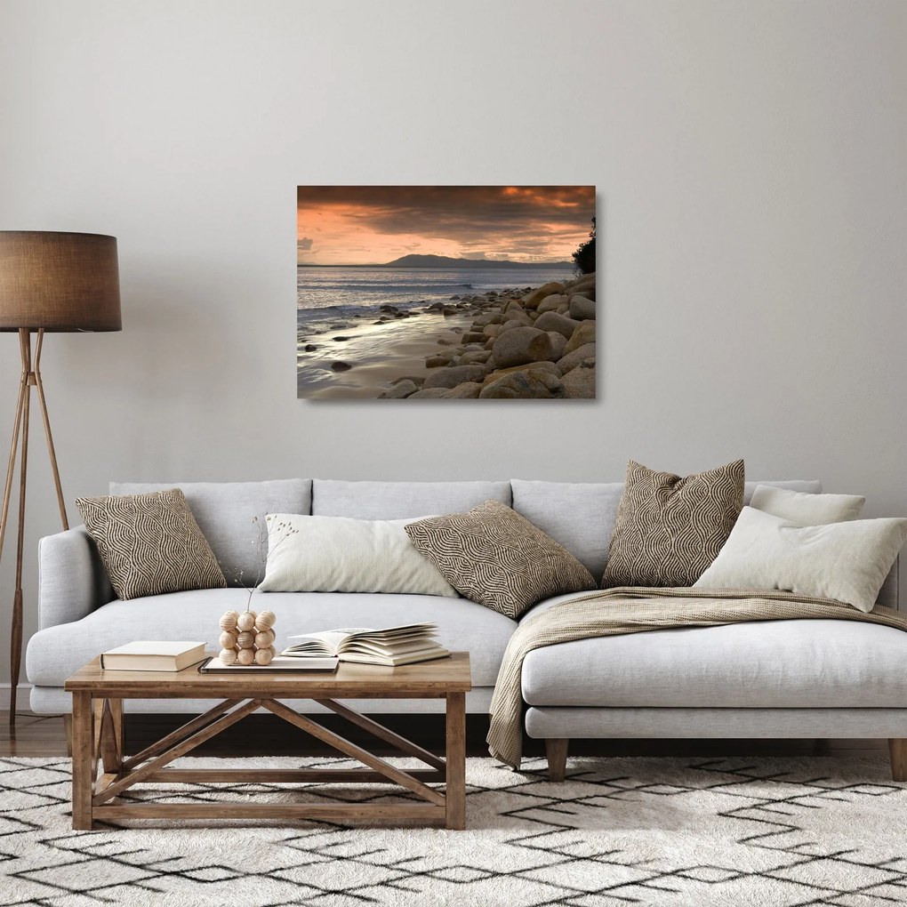Tablou pe sticlă - Marea și munții (70x50 cm)