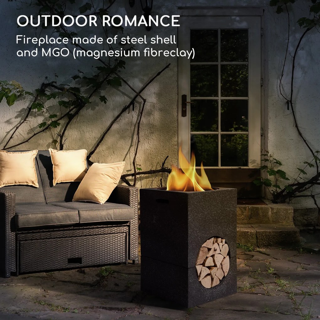 Blumfeldt Monolith, vatră cu grătar, MGO și carcasă din oțel, inclusiv protecție împotriva scânteilor