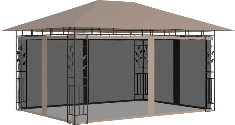 vidaXL Pavilion cu plasă anti-țânțari, gri taupe, 4x3x2,73 m, 180 g/m²