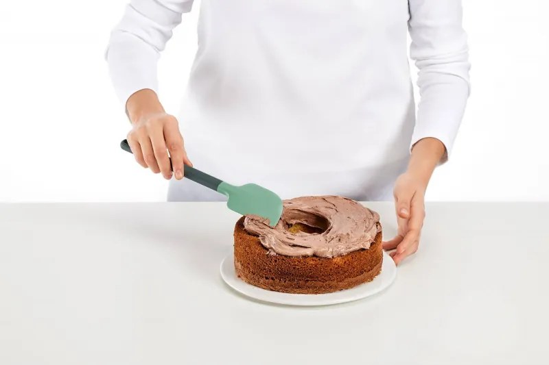 Spatula Lekue 1010186, 28,5 cm, Rezistenta la zgarieturi, 4/220 °C, Margine flexibila, verde
