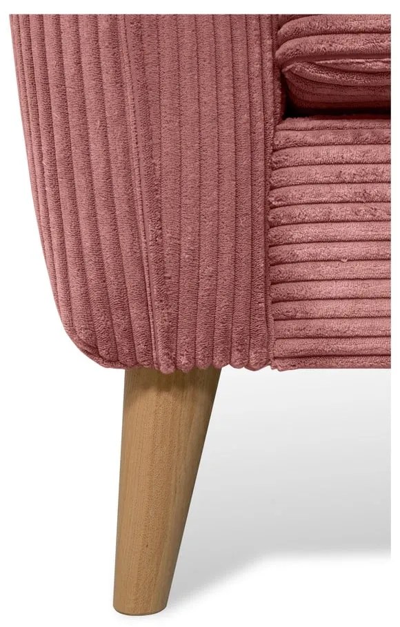 Colțar roz cu tapițerie din catifea reiată (cu colț pe partea dreaptă) Paris – Scandic