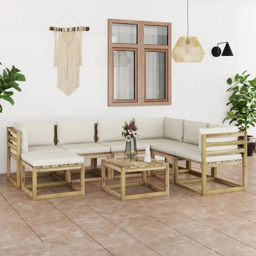 3065015 vidaXL Set mobilier de grădină cu perne, 8 piese, lemn de pin tratat