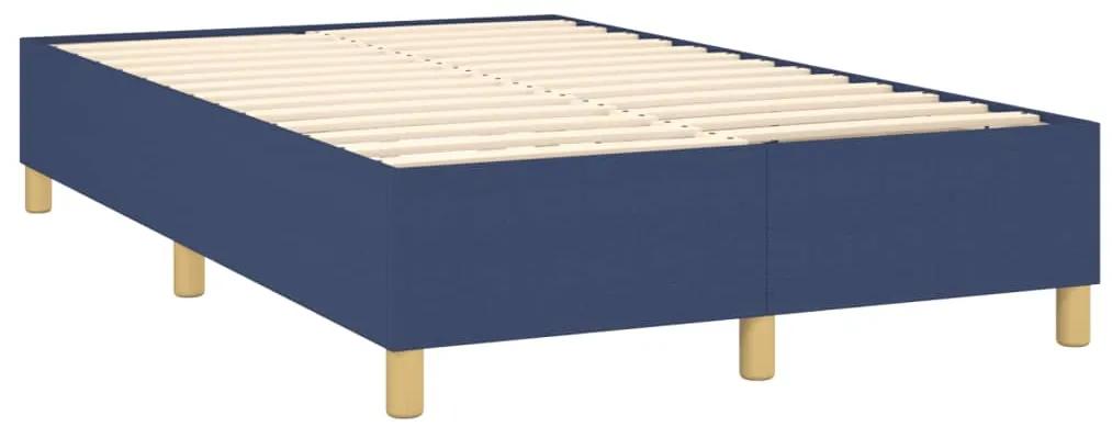 Pat box spring cu saltea, albastru, 120x200 cm, textil Albastru, 120 x 200 cm, Benzi verticale