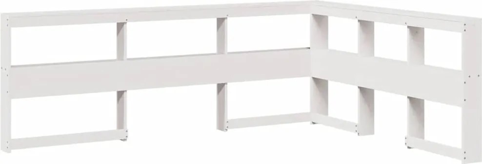 vidaXL Bibliotecă tăblie în formă de L, alb, 140 cm, lemn masiv de pin
