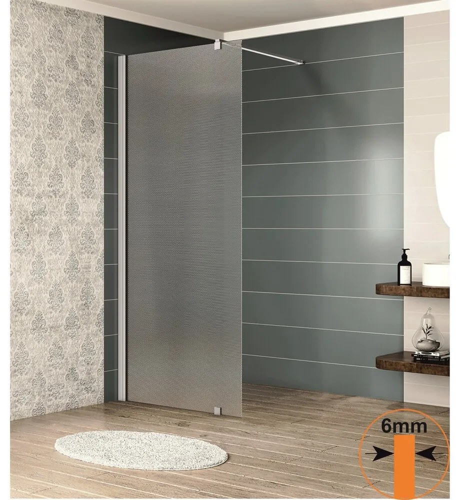 Paravan de dus tip Walk-In Inter Ceramic profil crom 90x200 cm sticla opaca