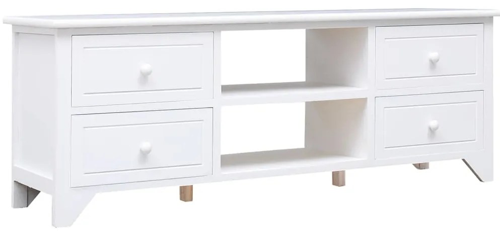vidaXL Comodă TV,alb, 108x30x40 cm, lemn masiv de paulownia