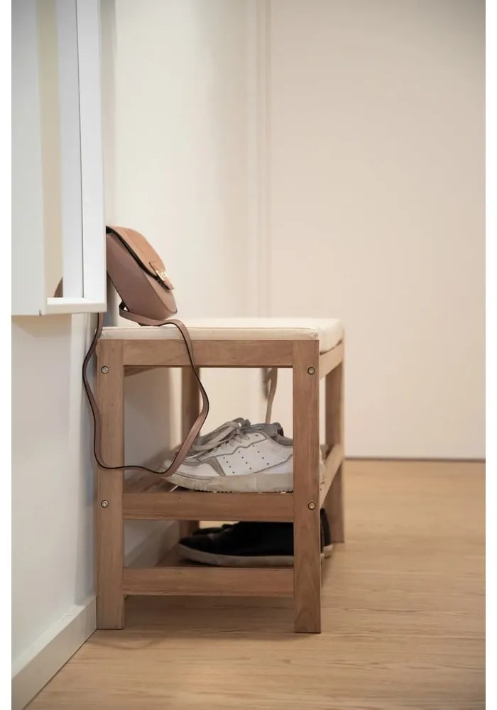 Pantofar în culoare naturală cu bancă din lemn masiv de acacia Acina – Wenko