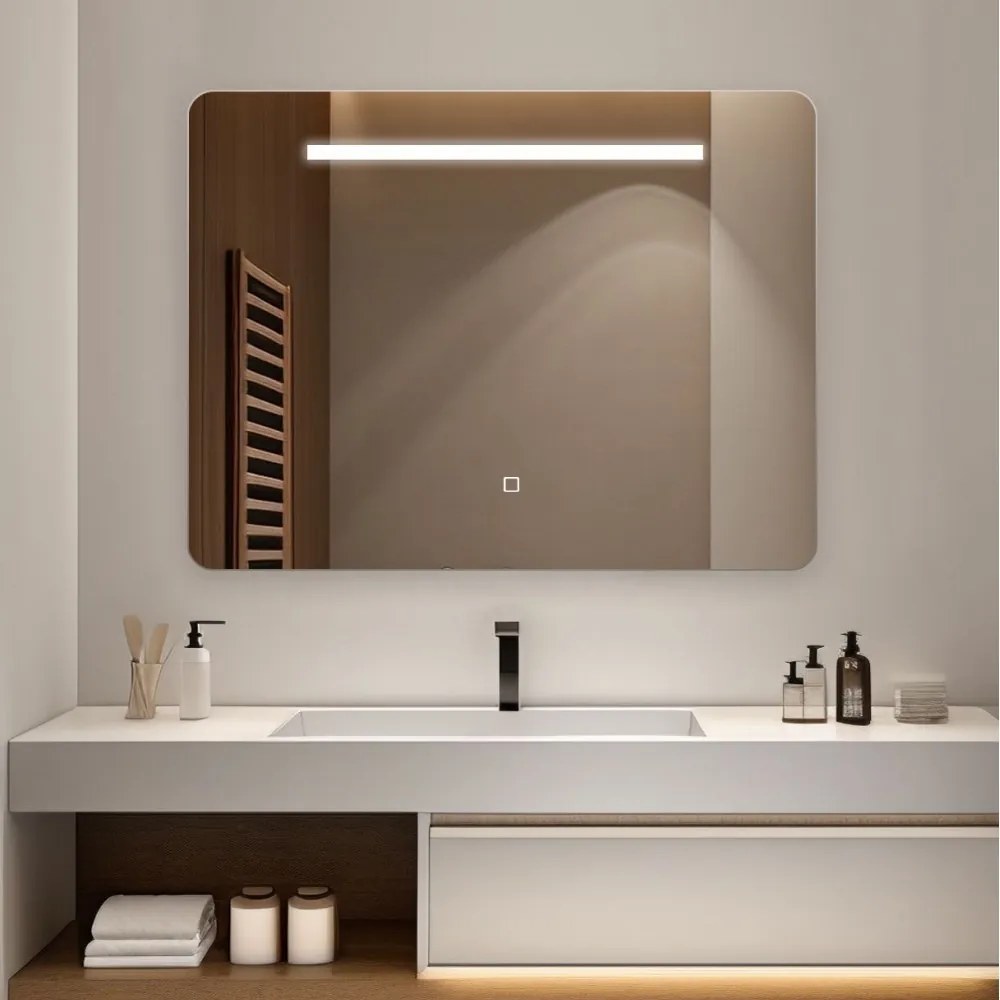 Oglinda LED Dreptunghiulara 80x60 cm, Iluminare 3 Nuanțe, Touch Control & Design Premium